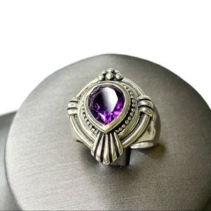 Sterling Silver Amethyst Statement Ring Teardrop